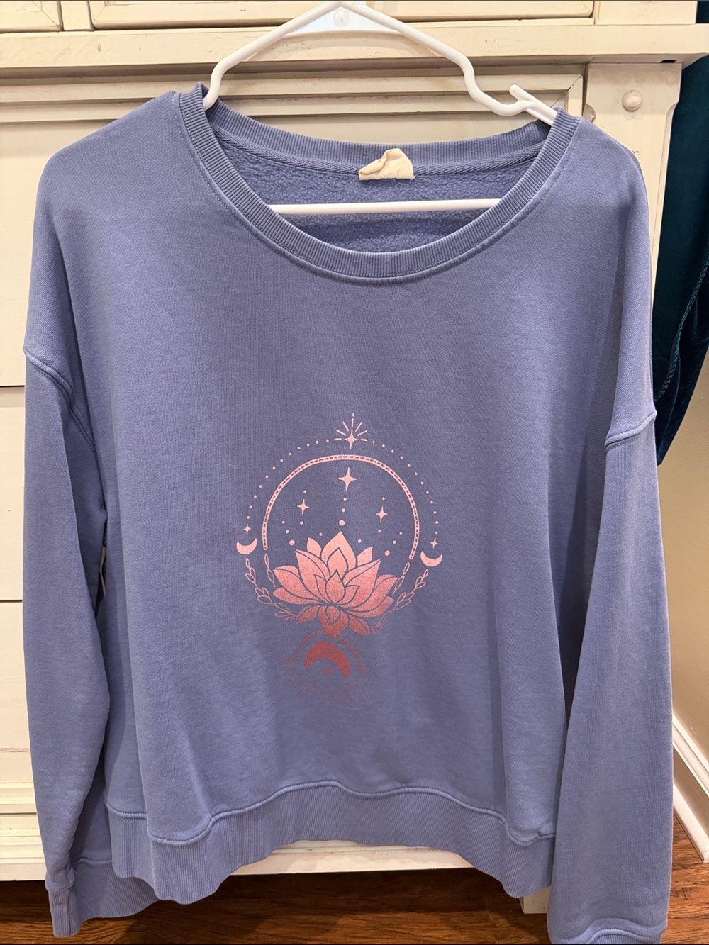 Pact Lavender Crewneck Sweatshirt with Pink Lotus Graphic